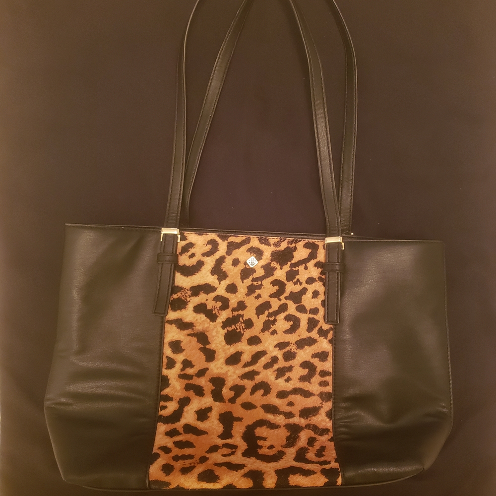 ANTONIO MELANI Black and Leopard Tote